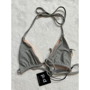 Pacific & Driftwood Reversible Bikini Top Gray/Tan Womans Small NWT